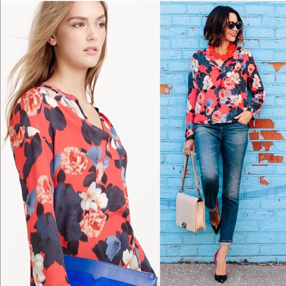 J.Crew Silk Floral Blouse - Picture 4 of 6